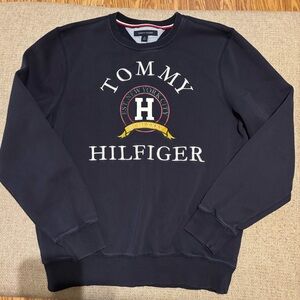 Tommy Hilfiger Part Decal / Part Embroidered Iconic Logo Navy Sweatshirt